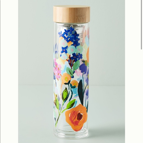 Anthropologie Other - Anthropologie Remi Infuser Tea Bottle Glass Floral